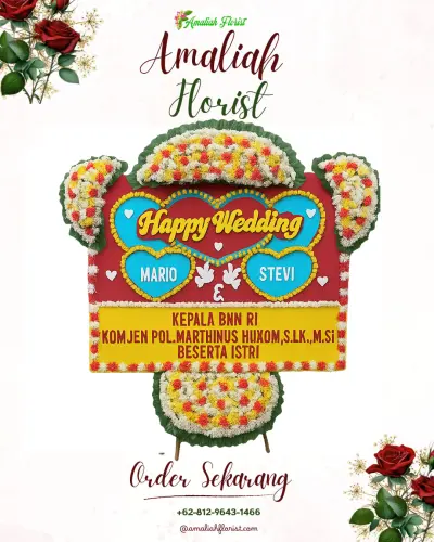Karangan Papan Bunga Pernikahan di Putat
